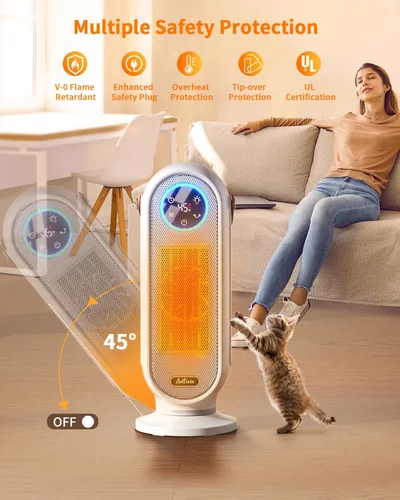Miniatura 6 de Calentadores de espacio para uso en interiores, calentador eléctrico portátil de 16 pulgadas para oficina, calentador de espacio de calentamiento