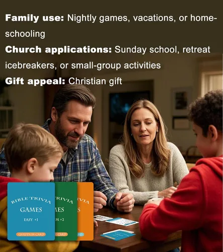 Miniatura 4 de Juegos de mesa de trivia bíblica Docdeer con cartas para adultos y familia, gran regalo cristiano para el estudio bíblico
