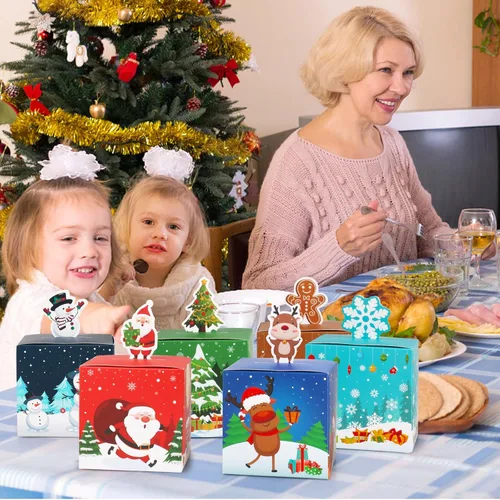 Miniatura 3 de 24 cajas de regalo de Navidad, caja de dulces de Navidad 3D para niños, galletas de Navidad, adornos de papel, cajas de Papá Noel para escuela