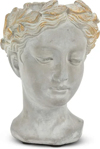 Miniatura 12 de Colección Abbott - Maceta de cabeza de diosa - Maceta de cemento extra pequeña para interior y exterior - Estatua de cabeza de mujer griega para Gris