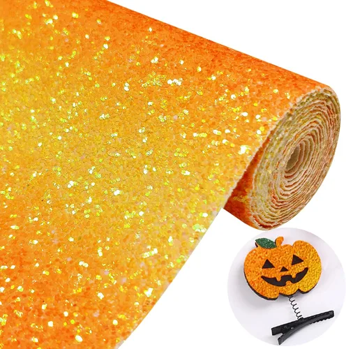 Miniatura 23 de Rollo de tela negra brillante con purpurina gruesa plateada, 12 x 52 pulgadas, color mixto brillante, invierno, Halloween, piel sintética