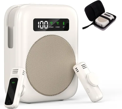 Amplificador de voz con micrófono lavalier Bluetooth, amplificador Bluetooth para profesor, amplificador de voz portátil, sistema de micrófono con