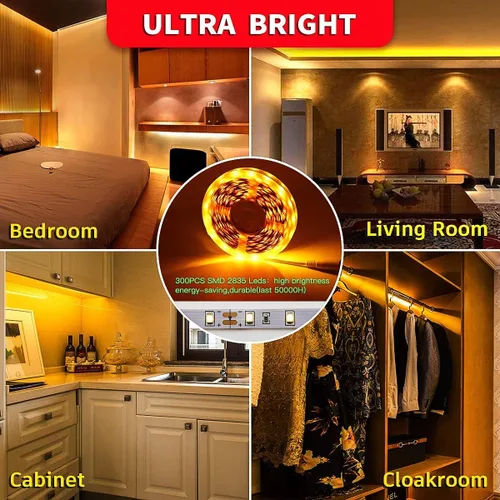 Miniatura 4 de Paquete completo de los kits completos de la luz de tira llevada amarilla de Dimmable con los equipos completos de los conectores