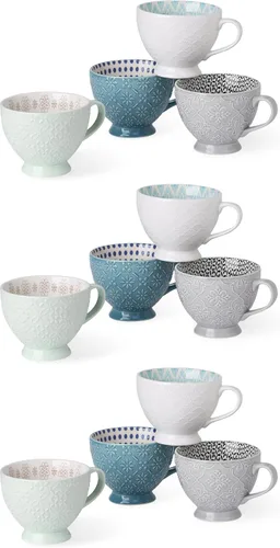 Miniatura 8 de SIGNATURE HOUSEWARES Juego de 4 tazas con patas surtidas de 14 onzas, PP13 multicolor