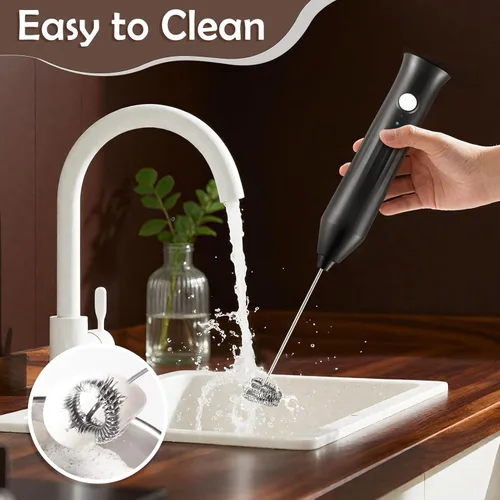 Miniatura 7 de Espumador de leche recargable de mano, batidor eléctrico para café, desmontable con 2 batidores de acero inoxidable, batidora de mano para lattes