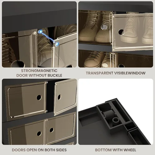 Miniatura 3 de Organizador de Zapatos Plegable Caja de Almacenamiento, Estante de Zapatos Plegable Portátil Extra Grande para Closet, Caja de Almacenamiento