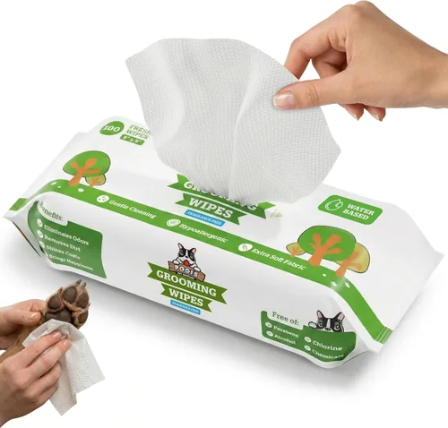 Miniatura 12 de Toallitas de aseo para perros de Pogi – Toallitas hipoalergénicas para mascotas para patas, cuerpo y trasero – Limpieza e hidratación, aroma a té