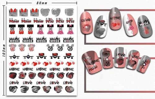 Miniatura 5 de Calcomanías de uñas para San Valentín, 3D autoadhesivas, lindas calcomanías de uñas, calcomanías románticas de amor, corazón de dibujos animados