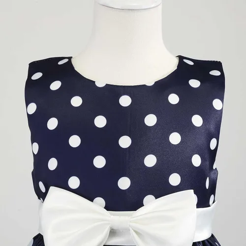 Miniatura 4 de Vestido vintage de lunares para niñas pequeñas vestido de princesa Rockabilly Dot para niñas blanco 5-6 años