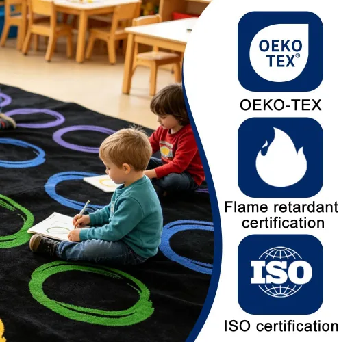 Miniatura 4 de Alfombras de aula primaria con círculo colorido, alfombra grande para aula preescolar, guardería, alfombra educativa para niños de jardín