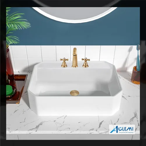 Miniatura 7 de Aolemi Grifo de baño generalizado de 3 agujeros, grifo de fregadero de 8 pulgadas, dos manijas cruzadas, montaje en cubierta de latón macizo