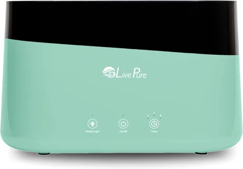 LivePure LP300HUM Aqua Flame Humidificador de niebla fría – Pequeño humidificador ultrasónico de plantas para interiores con difusor de aceite