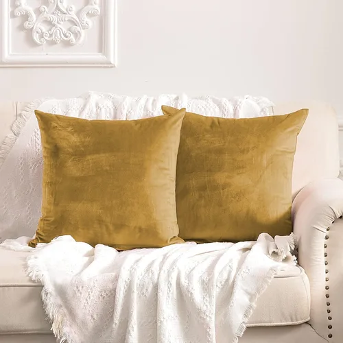 Miniatura 13 de FY FIBER HOUSE Paquete de 2 fundas de almohada de terciopelo decorativas, fundas de cojín suaves y sólidas, 16 x 16 pulgadas, color negro