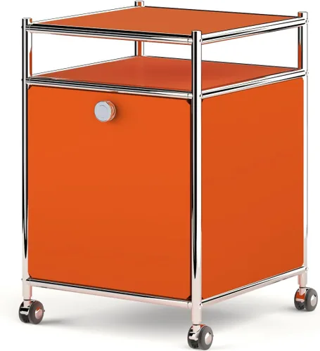 Miniatura 12 de Elegante carrito de almacenamiento mate con altura de 22.8 pulgadas, mesa auxiliar perfecta, mesita de noche, gran capacidad con puerta de solapa