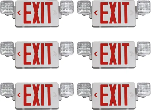 Miniatura 14 de TANLUX Letrero de salida de carcasa negra con luces de emergencia, luz LED de salida de emergencia con batería de respaldo, certificación UL, combo