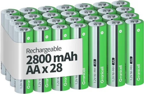 Miniatura 8 de Granicell Pilas recargables AA de 2800 mAh de alta capacidad de 1300 ciclos, batería NiMH de 1,2V de baja autodescarga AA, paquete de 4