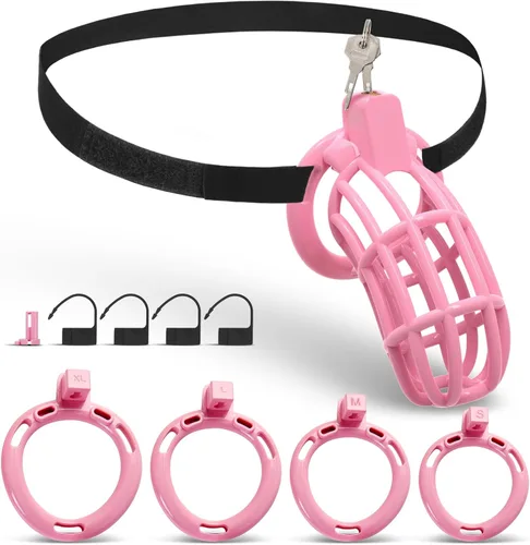 Miniatura 11 de Cinturón de Castidad Masculino Jaula para Pene - UTIMI Dispositivos de Correa de Castidad de Plástico Ajustable para Hombre Sissy Jaula de Ejercicio