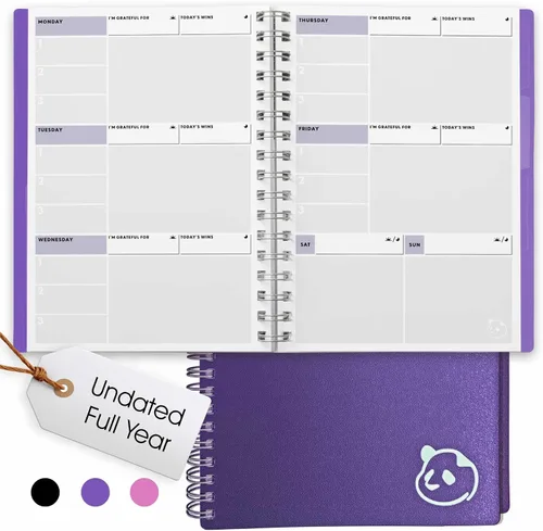 Miniatura 13 de Panda Planner Agenda diaria sin fecha 2026, 5.75 x 8.25 pulgadas, gris