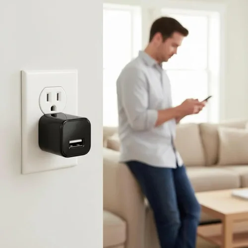 Miniatura 7 de Cargador USB 1080P HD Mini cámara de seguridad con visión nocturna, detección de movimiento, vigilancia inalámbrica en el hogar para mascotas