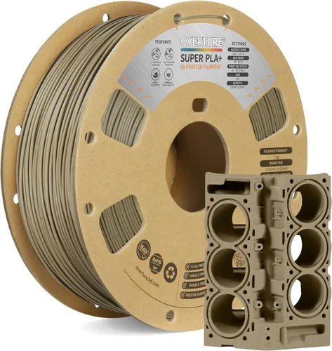 Miniatura 30 de Overture PLA Plus (PLA+) Filamento de 1/16 pulgadas, dureza mejorada con rollo PLA, con superficie de construcción 3D de 7.87 × 7.87 pulgadas, PLA