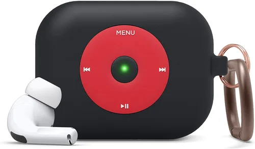 elago AW6 - Funda compatible con AirPods Pro, diseño de reproductor de música clásica retro con llavero, silicona duradera, diseño clásico