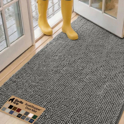 Miniatura 98 de GORILLA GRIP SOAKSTOPPER - Tapete para puerta de perro, 30 x 20 pulgadas, lavable a máquina, absorbente, captura la humedad, barro, suciedad, Negro