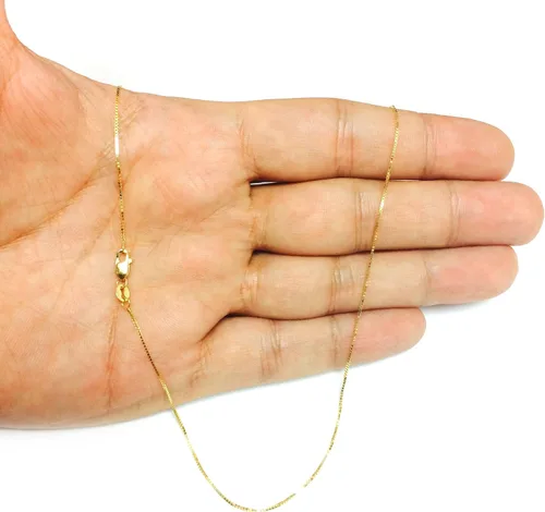 Miniatura 5 de Jewelry Affairs Collar de cadena de oro macizo amarillo de 14 quilates, 0.028 in