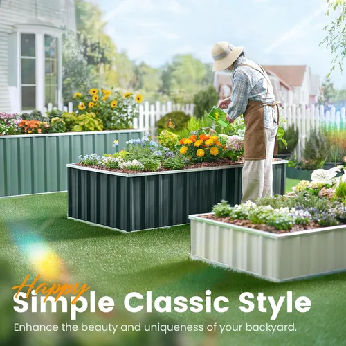 Miniatura 3 de King Bird - Cama de jardín elevada de 68 x 36 x 12 pulgadas, kit de caja de maceta de metal de acero galvanizado para jardín al aire libre, con 2
