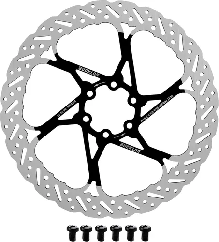 Miniatura 20 de BUCKLOS - Rotor de freno de disco MTB de 140 mm, 160 mm, 180 mm, 203 mm con 6 pernos, rotores de freno de bicicleta de acero inoxidable con Plateado
