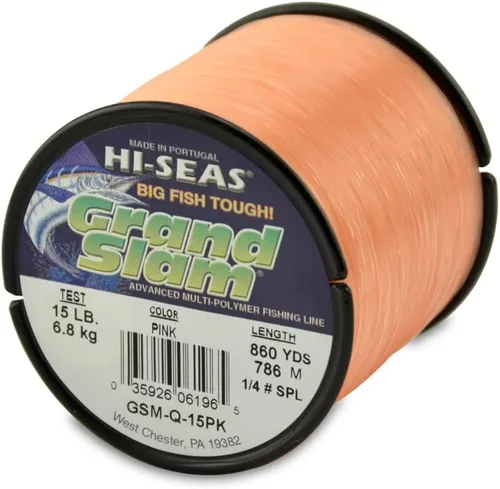 Miniatura 50 de HI-SEAS Línea de pesca de monofilamento Grand Slam - Fuerte y resistente a la abrasión en transparente, rosa, verde, azul humo, amarillo Azul ahumado