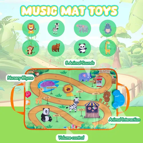 Miniatura 2 de Nuevo juego de vehículos de tracción con alfombra musical y manta de juego táctil, juego de juguetes suaves para bebés con 4 lindos autos