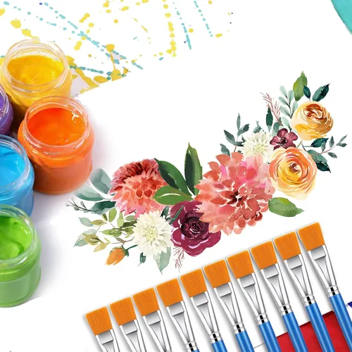 Miniatura 4 de 10 pinceles planos para pintura acrílica, pinceles de pintura artística de 1 pulgada, pincel de pintura artística para acuarela acrílica, pintura