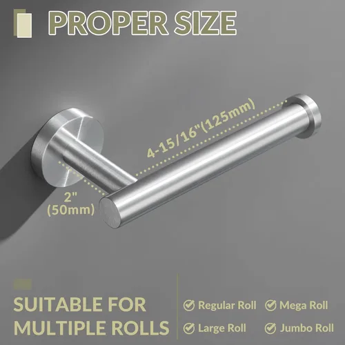 Miniatura 2 de APLusee Soporte de papel higiénico de níquel cepillado, soporte de papel higiénico de acero inoxidable 304 para pared de baño, dispensador de rollos