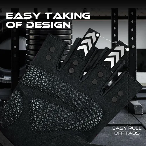 Miniatura 8 de BEAST RAGE Guantes de entrenamiento para hombres y mujeres, guantes de gimnasio sin dedos con protección de la palma, transpirables y ligeros