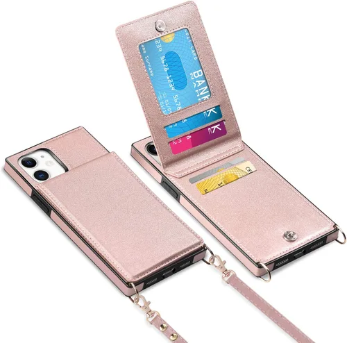 Miniatura 22 de Vofolen Funda para iPhone 11 con tarjetero con bloqueo RFID, correa ajustable, cierre magnético, resistente, a prueba de golpes, funda protectora