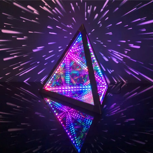 Miniatura 10 de La Compañía de Iluminación Hyperspace HyperCube Infinity Cube LED Light - Lámpara de Escritorio de Mesa Reactiva al Sonido de 10 Pulgadas - Lámpara