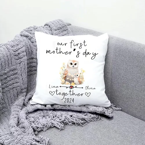Miniatura 3 de Funda de almohada personalizada con diseño floral de búho, regalo para mamá, abuela, para ella