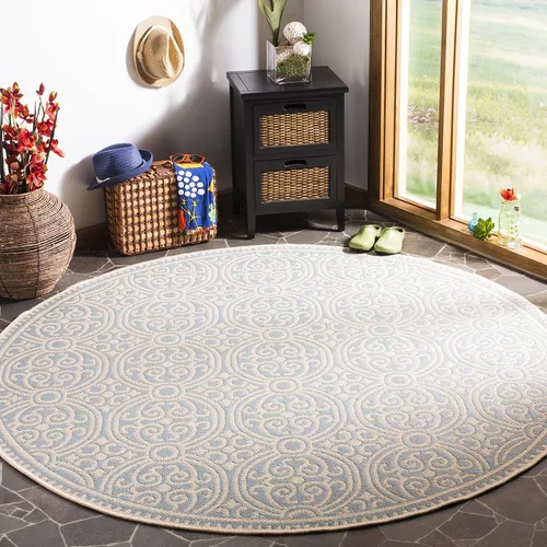 Miniatura 33 de SAFAVIEH Alfombra lavable para exteriores Linden Collection - 4 x 6 pies, aguamarina y crema, no desprende pelusa y fácil de limpiar, ideal