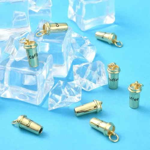 Miniatura 5 de LiQunSweet 10 dijes dorados para taza de café para hacer joyas, amantes de la oferta, manualidades, collares, llaveros