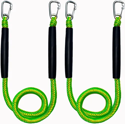 Cuerda de muelle para lancha con clips dobles de acero inoxidable 316, accesorios para botes bajos, kayak, pontón, embarcaciones, Waverunner, Verde