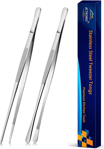 Miniatura 12 de Jetkong 2 pinzas extra grandes de 40 cm, pinzas de cocina extra largas para alimentos, reparación y barbacoa (40 cm, plateado)