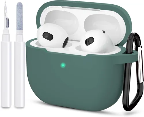Miniatura 8 de Compatible con AirPods 3, funda protectora de silicona para AirPods de tercera generación 2021, carga inalámbrica, azul oscuro