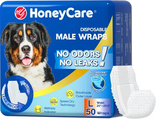 Miniatura 13 de HONEY CARE All-Absorb A27 - Envoltura para perro macho, 50 unidades, extra pequeña