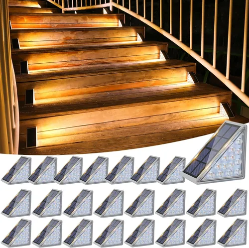 Miniatura 14 de VOLISUN Paquete de 8 luces solares para escaleras, 7 colores fijos, luces solares para escalones al aire libre, impermeables, IP67, luz LED