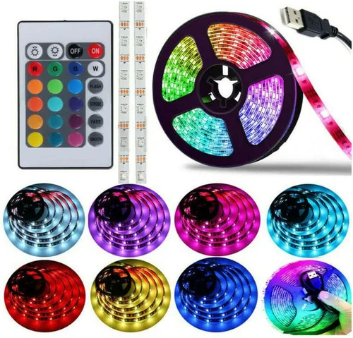 Miniatura 2 de asky Tira de luz LED DC de 5 V, luces USB que cambian de color, retroiluminación de TV RGB + control remoto (1.6 ft)