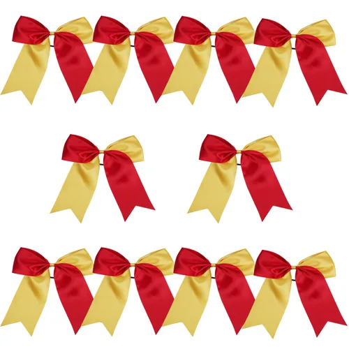 Miniatura 48 de Lazos de animadora jumbo de 8 pulgadas con diamantes de imitación brillantes para cola de caballo, lazos de porrista, 6 unidades, color negro