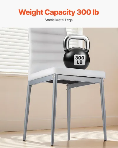 Miniatura 3 de VEVOR Juego de 6 sillas decorativas modernas de comedor, sillas laterales tapizadas de cuero para sala de estar, silla de cocina que ahorra espacio