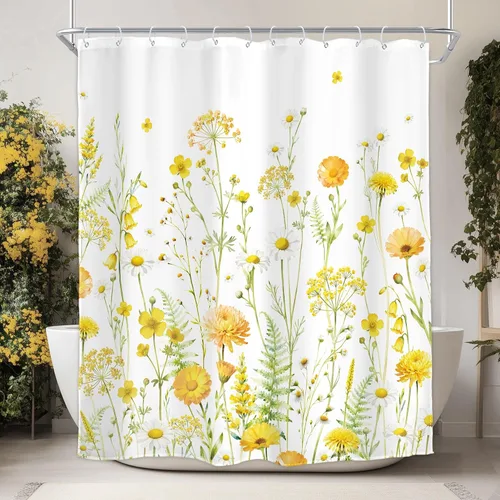 Miniatura 18 de Homewelle Cortina de ducha floral roja para baño, 60 pulgadas de ancho x 72 pulgadas de largo, flor de cerezo, ciruela, estética asiática, japonesa