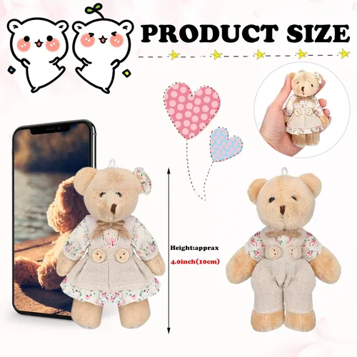 Miniatura 2 de 12 piezas de mini osos de peluche, mini oso de peluche de pareja con ropa de arpillera, juguetes de animales pequeños para decoraciones