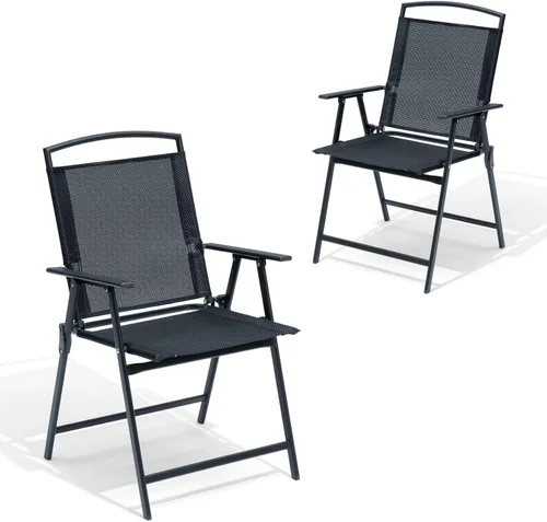 Miniatura 19 de Crestlive Products Juego de 4 sillas plegables para patio, paquete de 4, sillas de comedor al aire libre con reposabrazos para campamento, playa